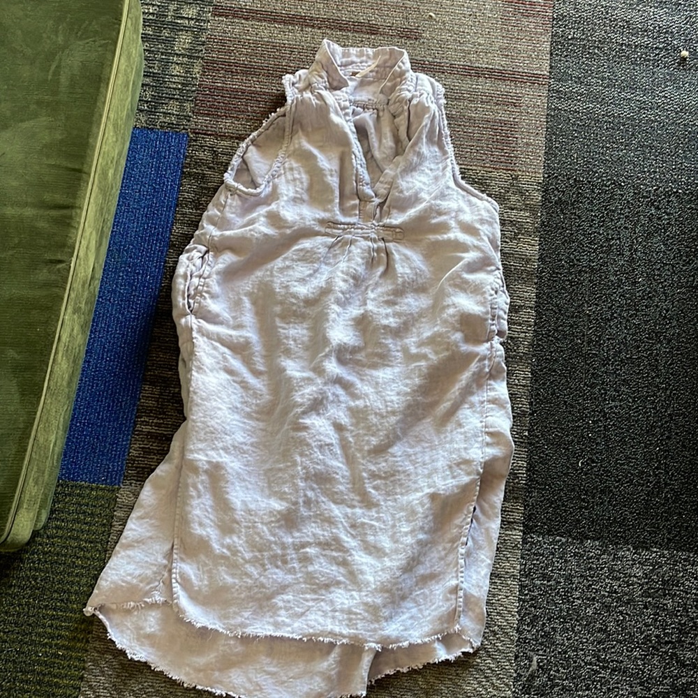 Free People linen v neck sleeveless summer dress grey medium